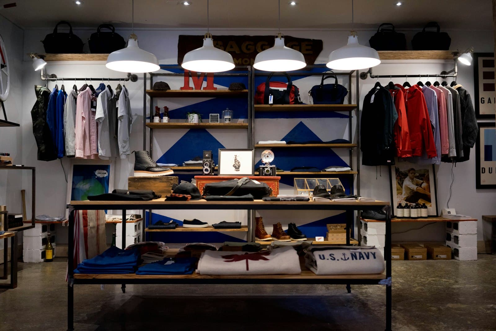 Modern retail products arranged for an online store merchandising session