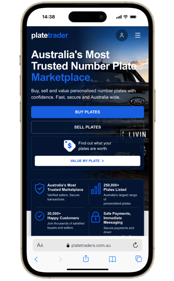 Plate Trader mobile website