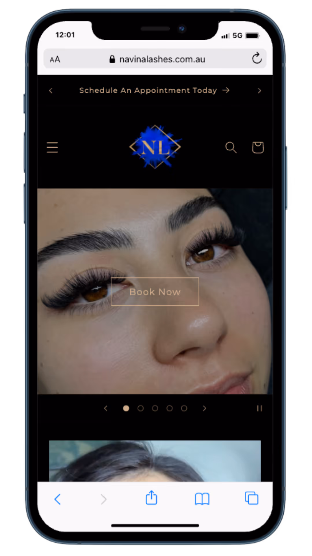 Navina Lashes mobile website