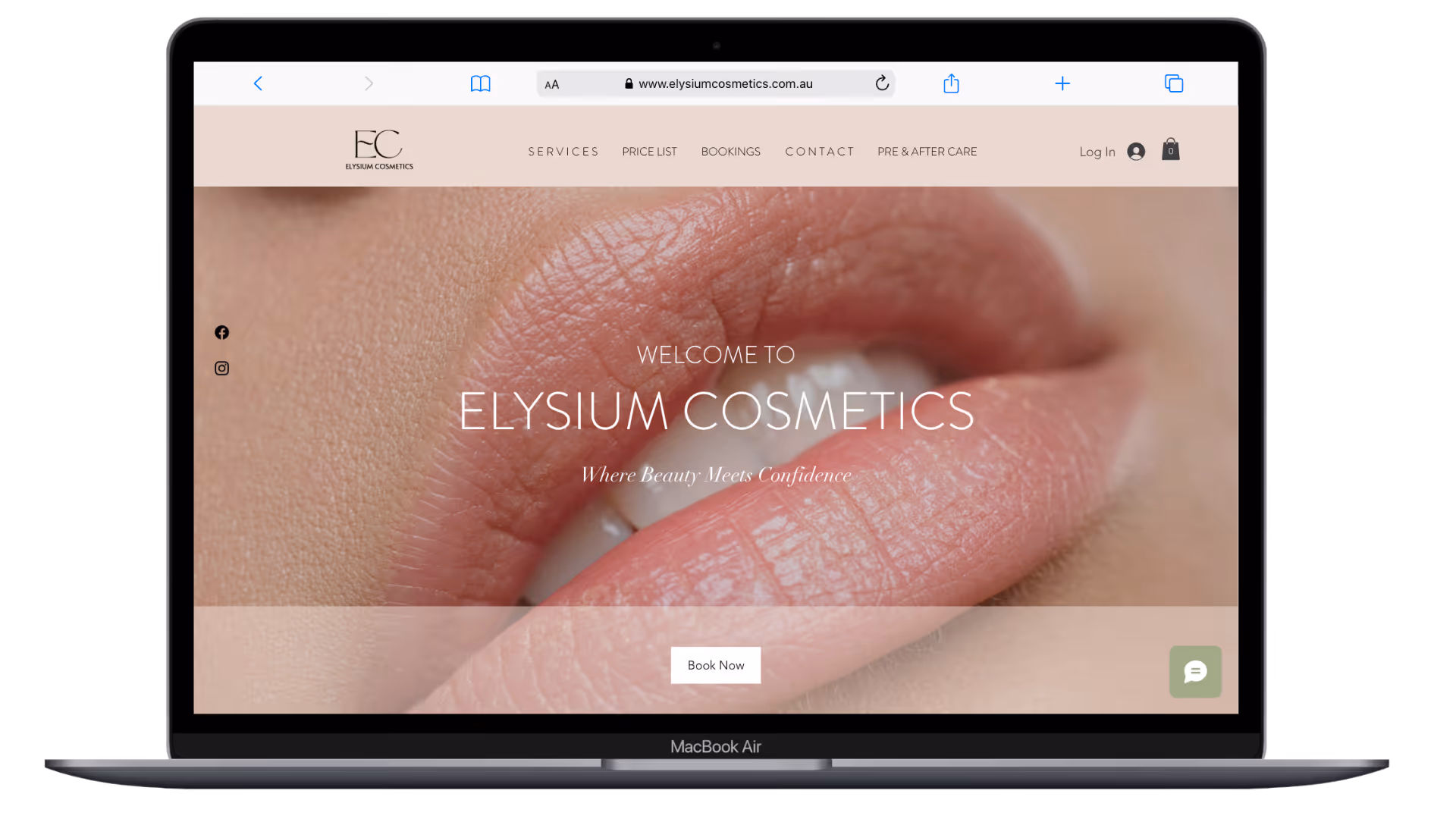 Elysium Cosmetics desktop website