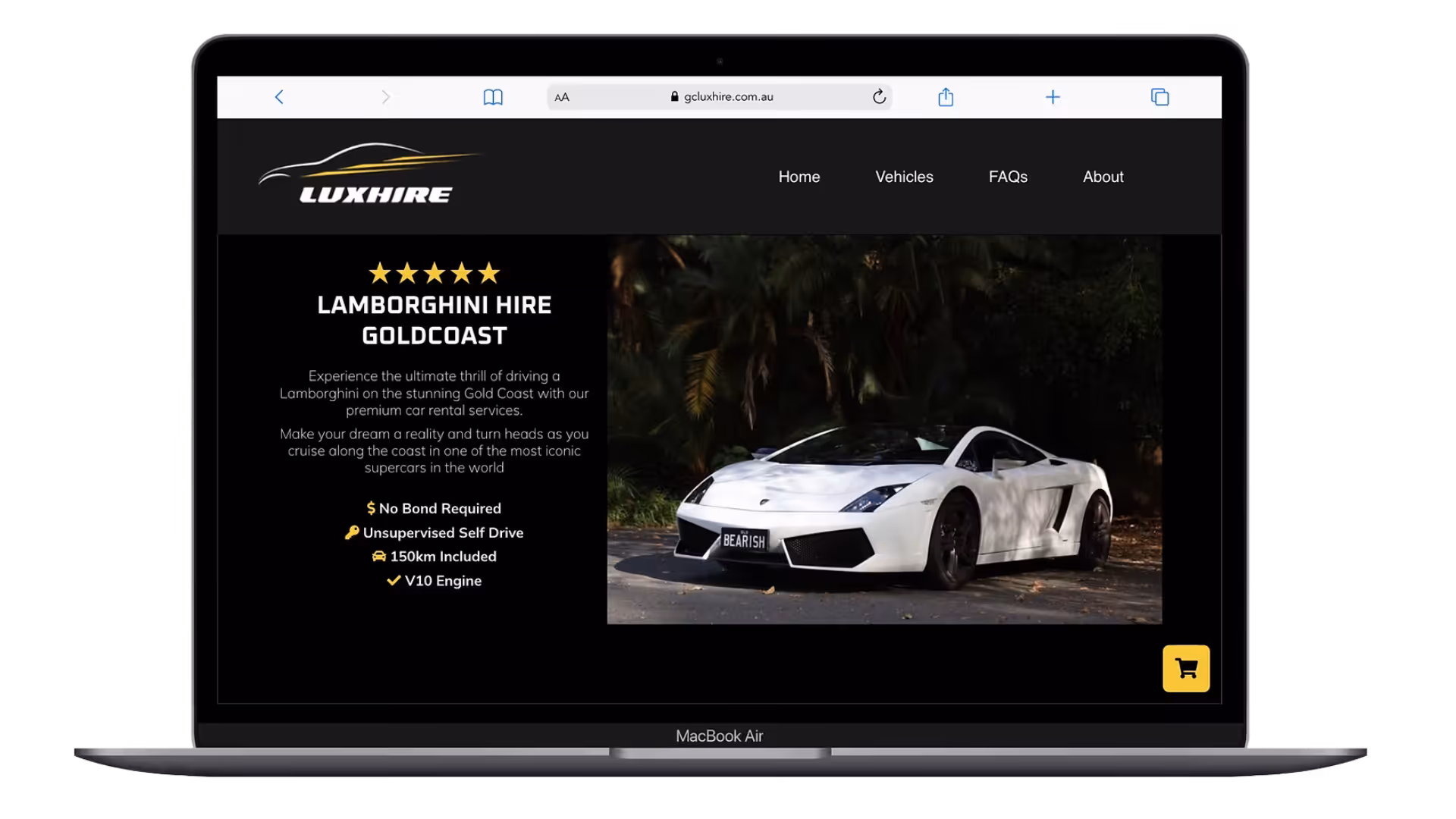 Lamborghini Hire GC desktop website