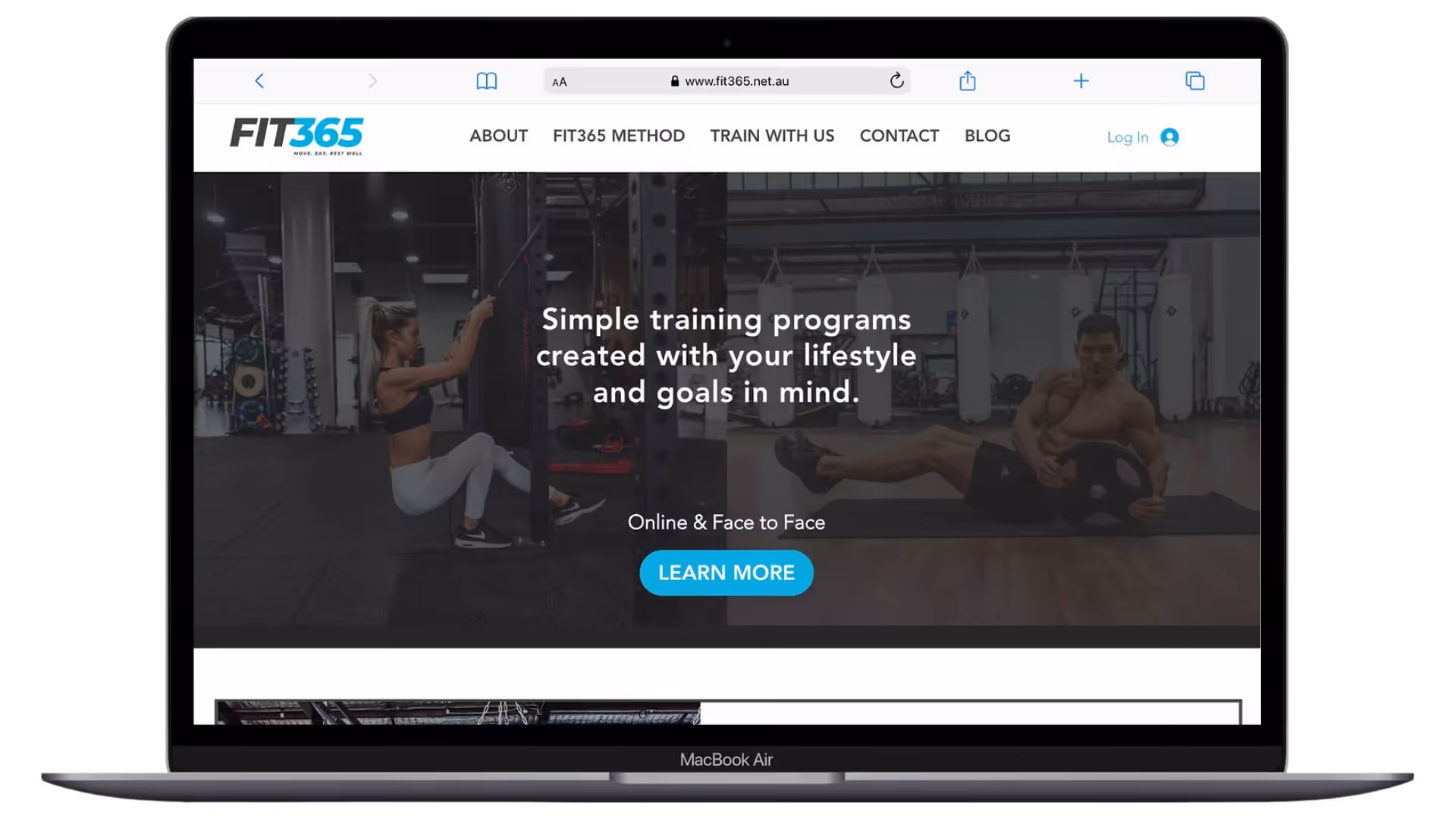 Fit 365 desktop website