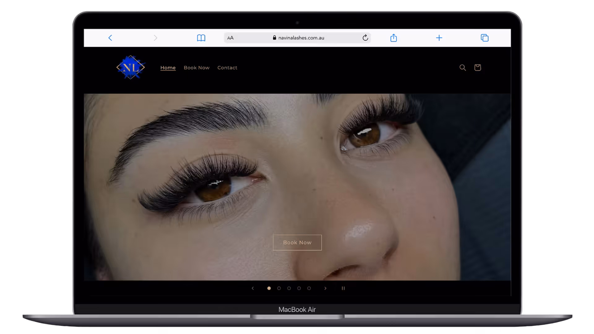 Navina Lashes desktop website