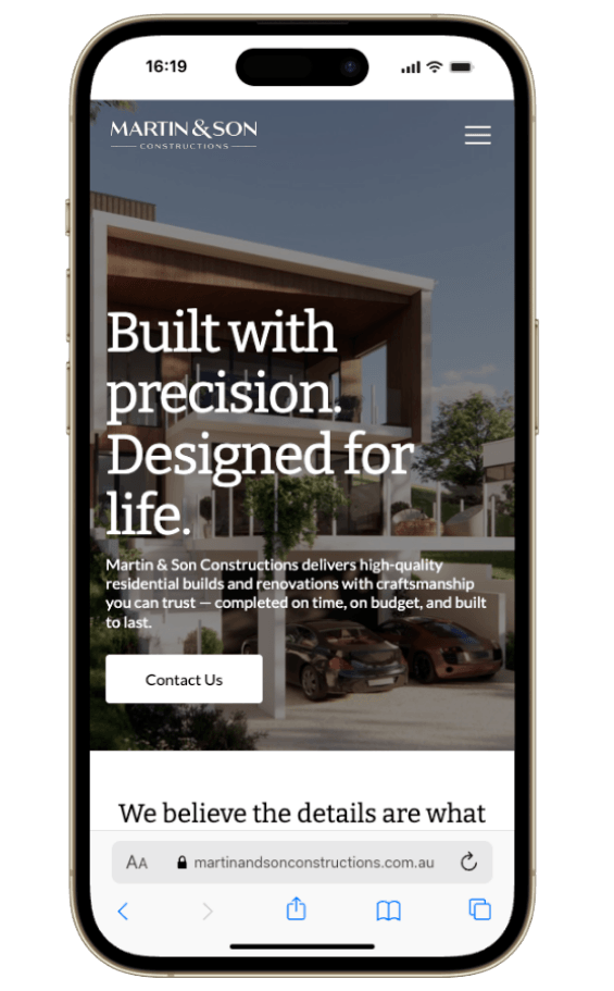 Martin and Son mobile website