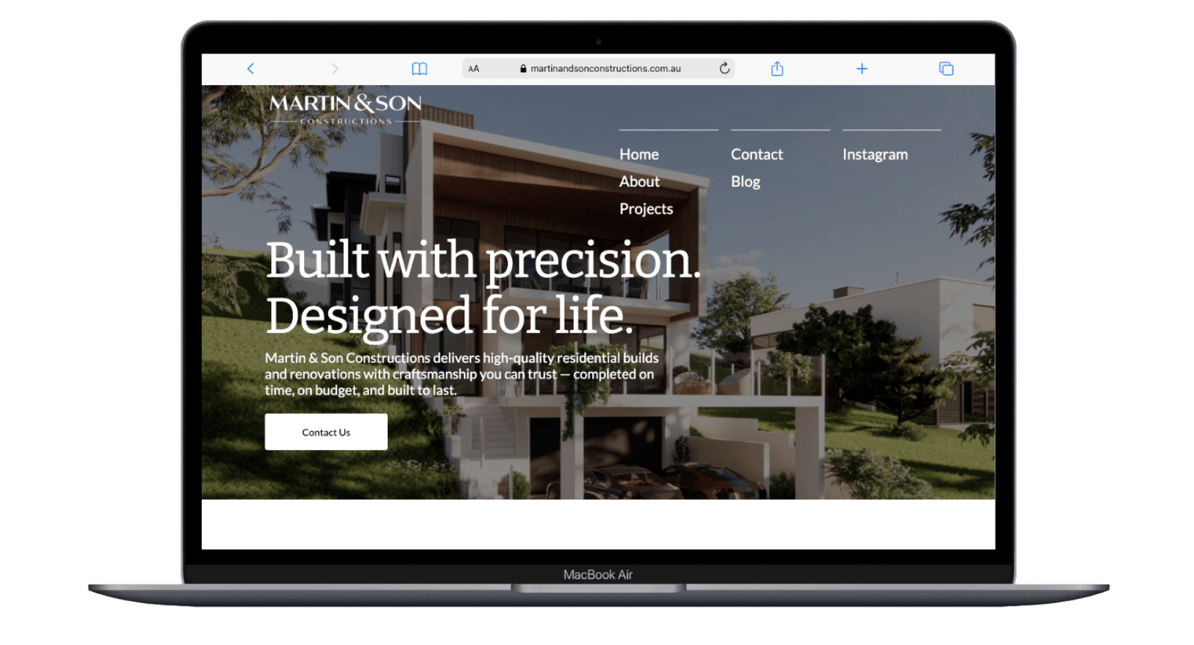 Martin and Son desktop website